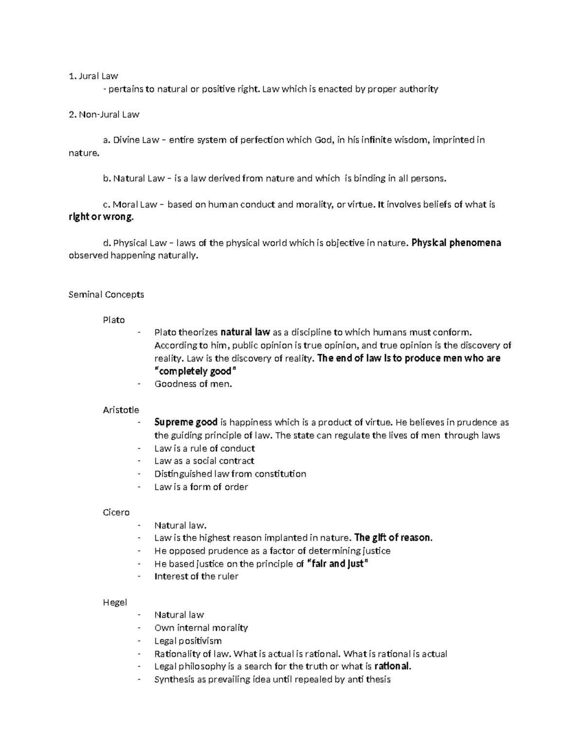 Phil Law Midterm Reviewer: Jural & Non-Jural Law Concepts - Studocu