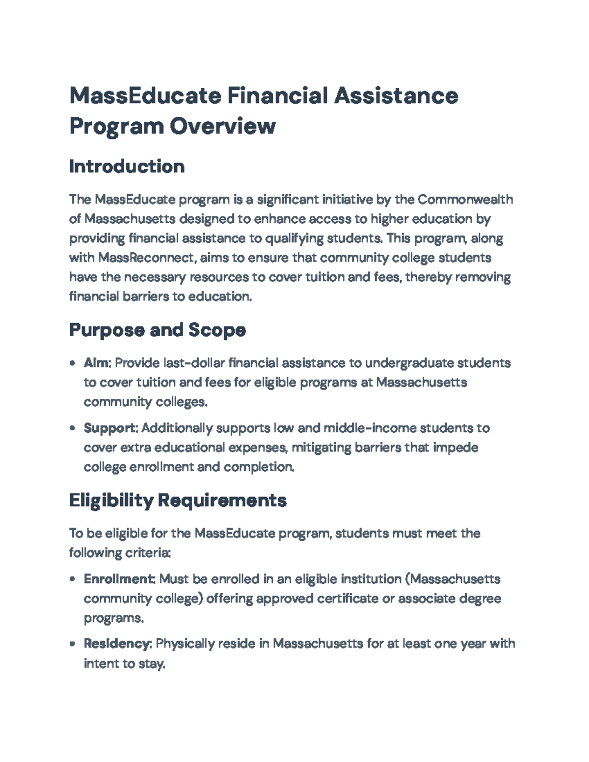 MassEducate Financial Assistance Program Overview for Students ...