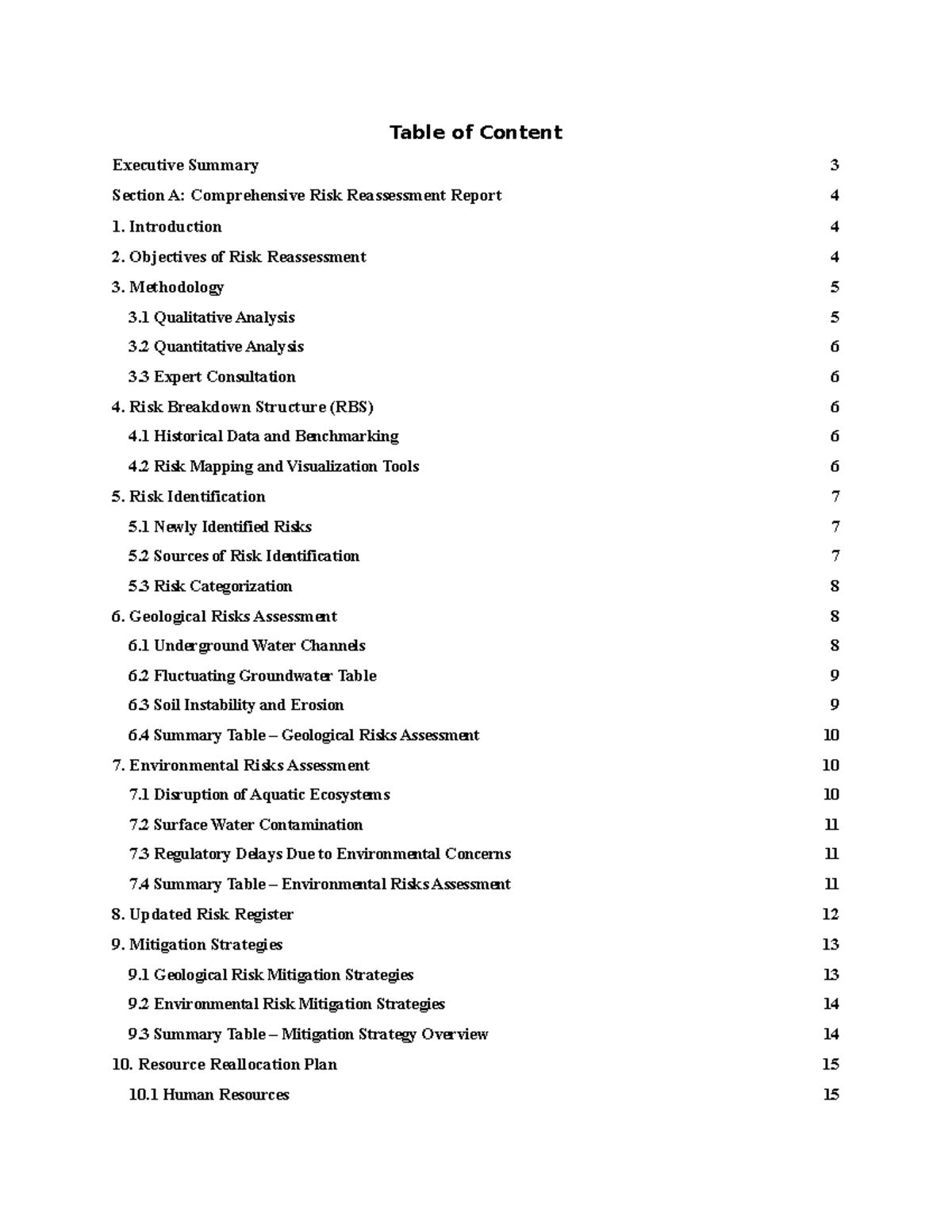 Week 12 draft - Weekly report of WIL - Table of Content Executive ...