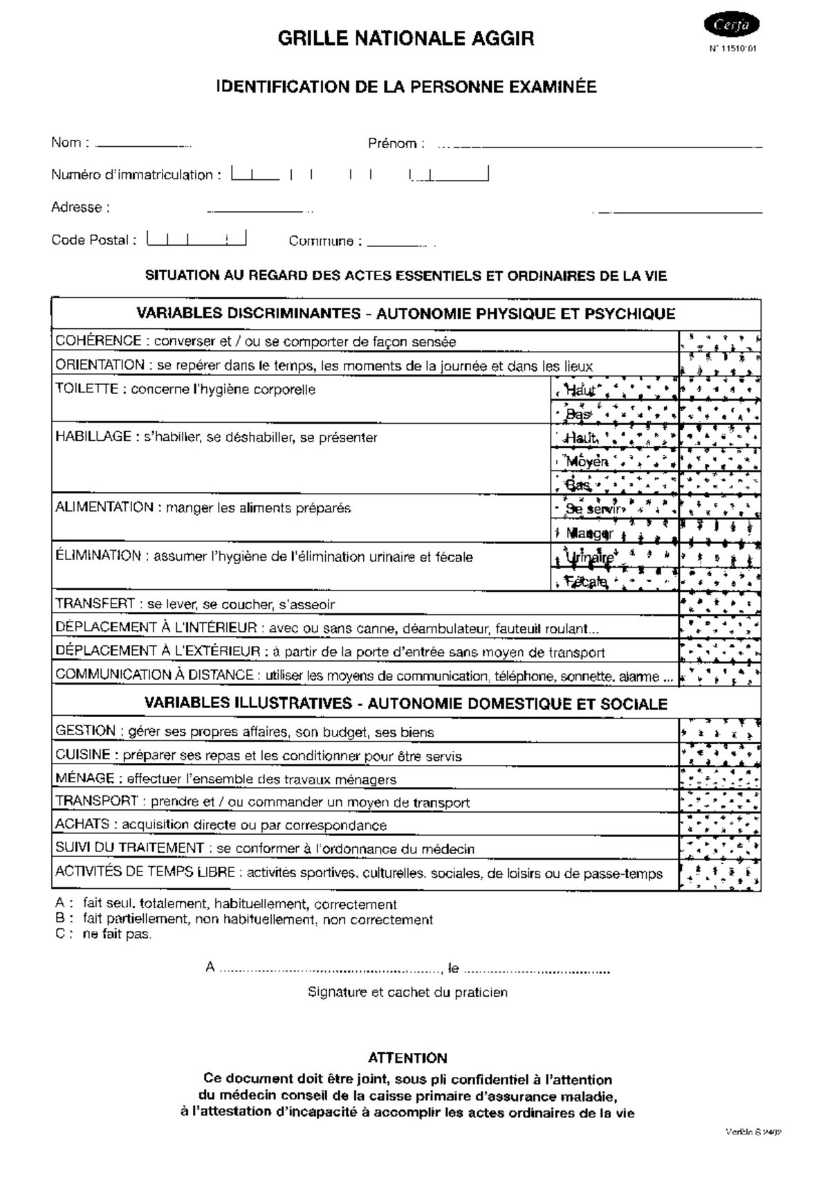 Grille nationale aggir - Médecine - Studocu