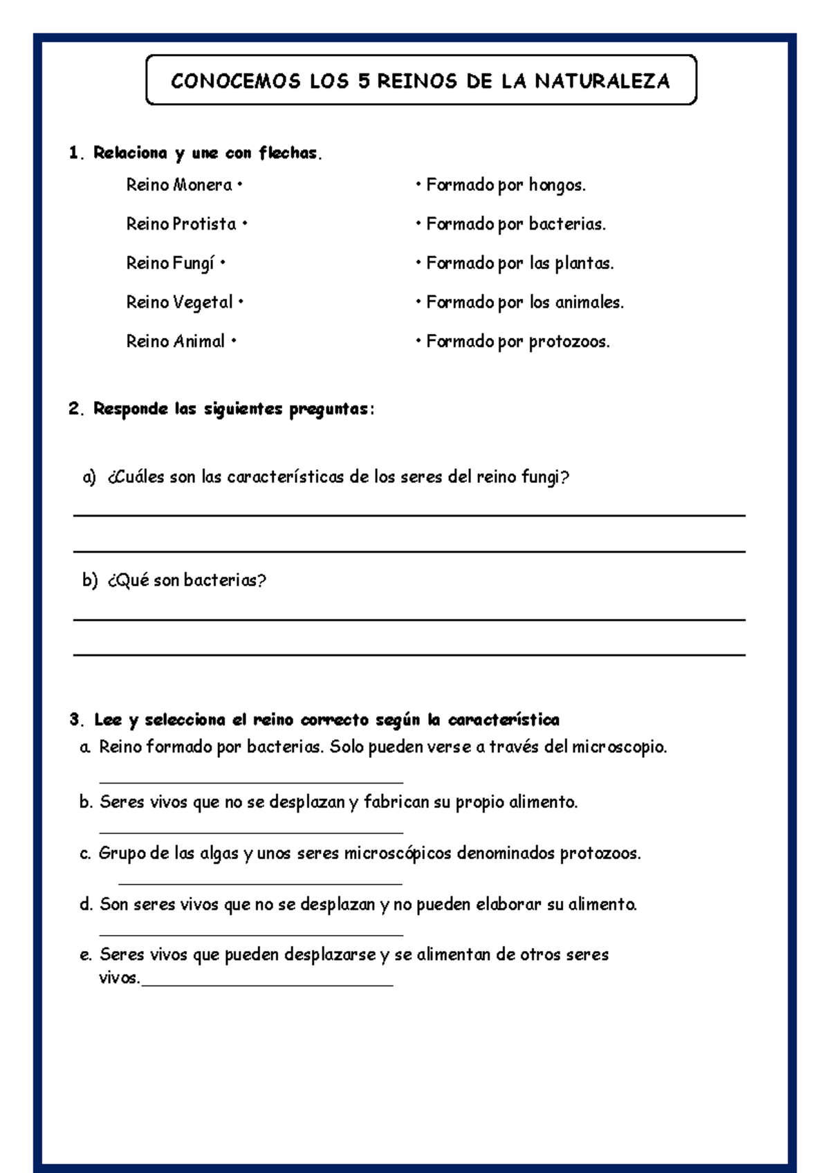 Fichas sobre los 5 Reinos de la Naturaleza - Biología 101 - Studocu