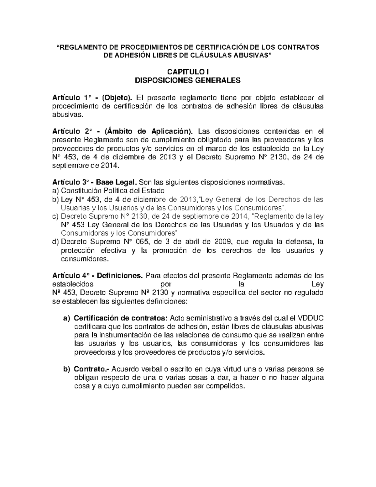 Reglamento de Certificación de Contratos de Adhesión Libres de Cláusulas Abusivas - Document Preview