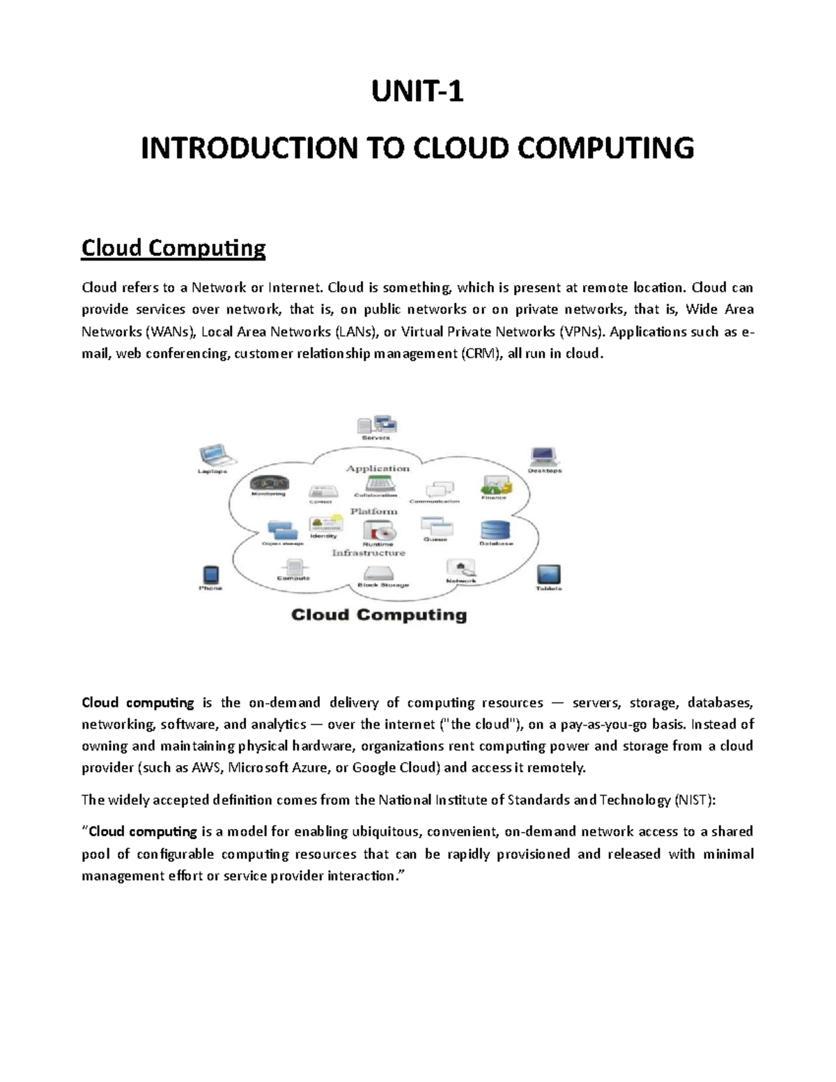 Cloud Computing Overview: Key Concepts and Challenges (CLOUD101) - Studocu