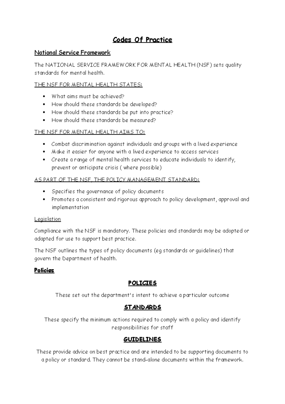 Codes Of Practice - lecture notes from learning guide - Codes Of ...