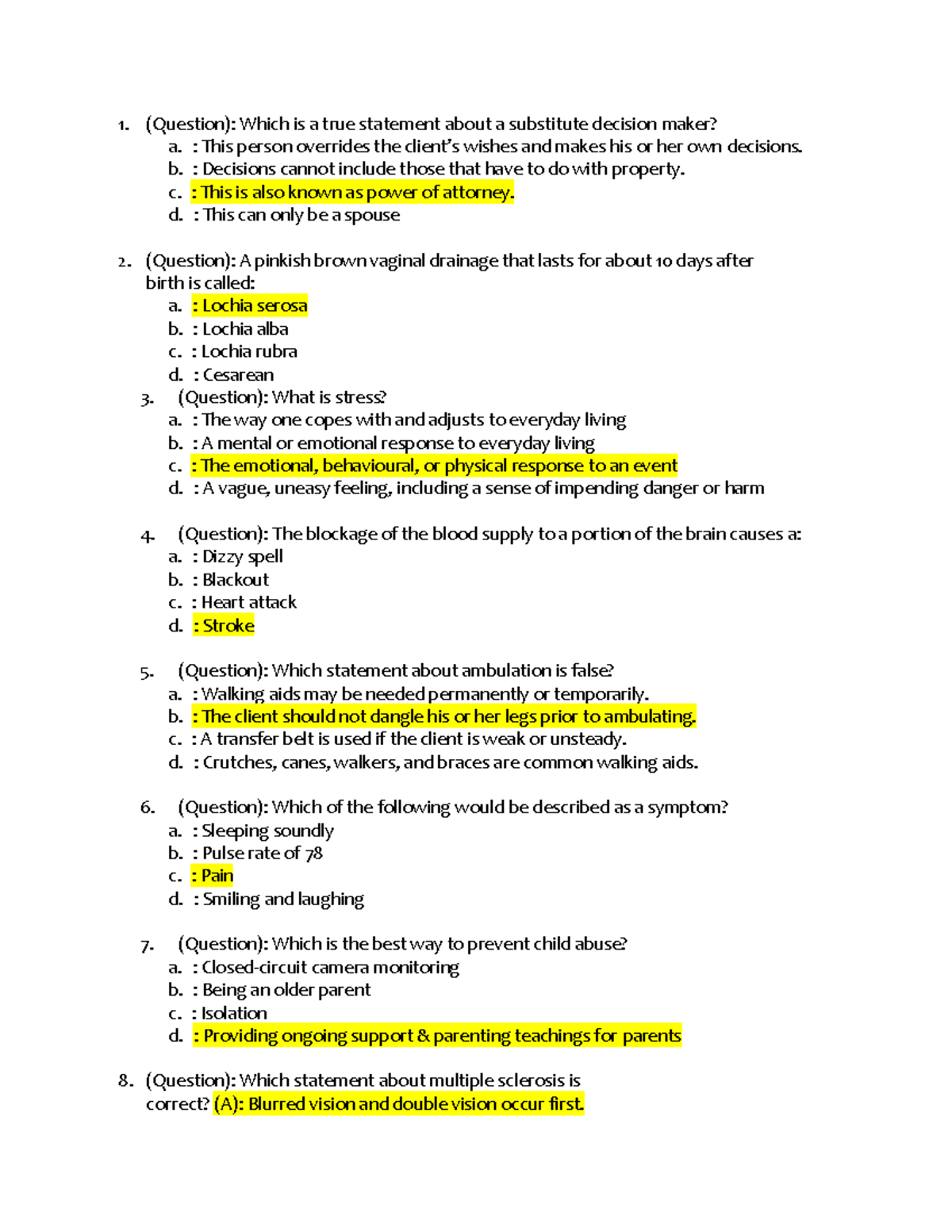 PSW 1 Final Mock Test: Comprehensive Review Questions and Answers - Studocu