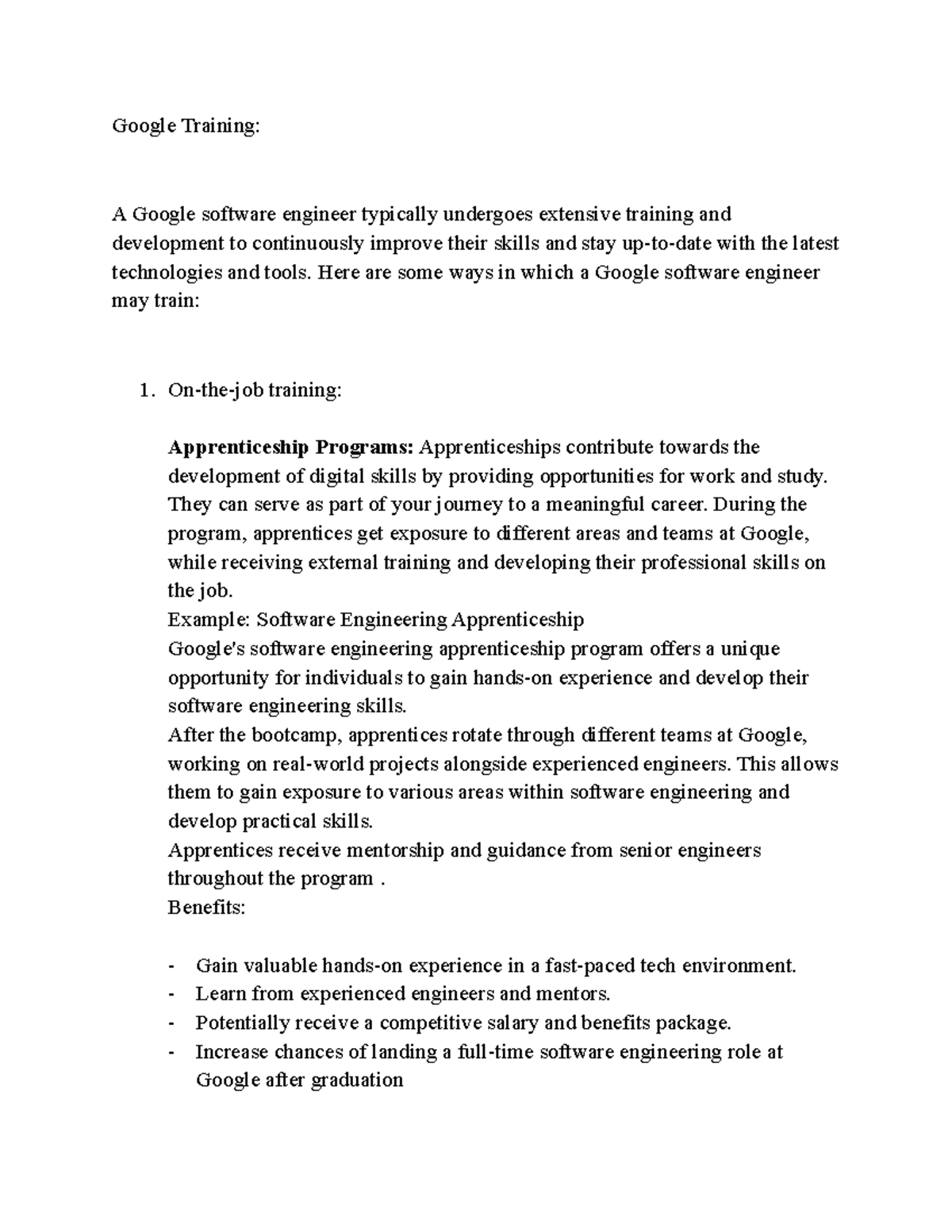 Google Software Engineer Training: Hands-on Learning & Development ...