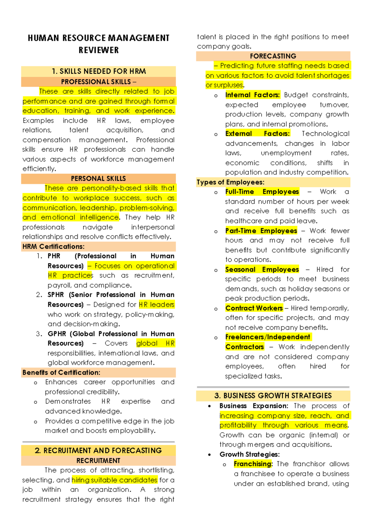 Human Resource Management Reviewer - HUMAN RESOURCE MANAGEMENT REVIEWER ...
