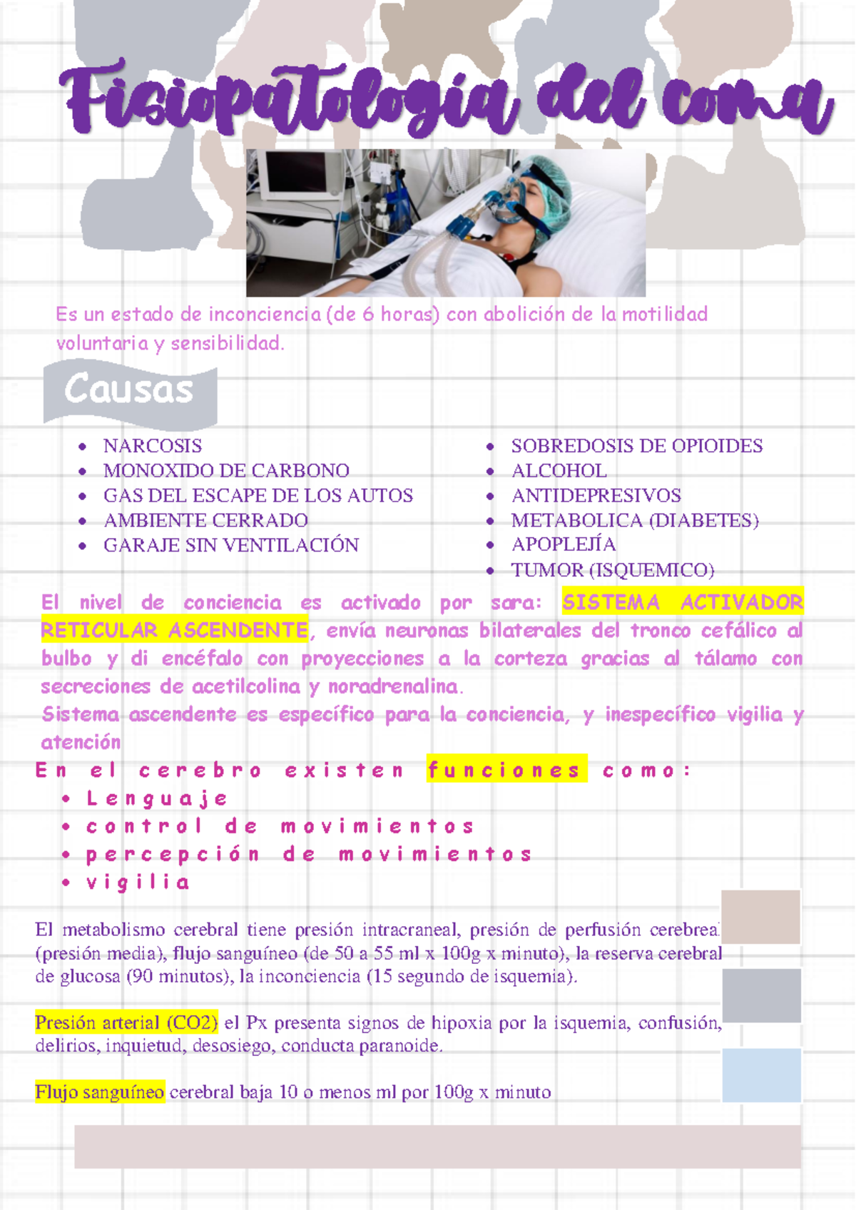 Fisiopatología del Coma: Resumen Y Apuntes para Estudio - Studocu