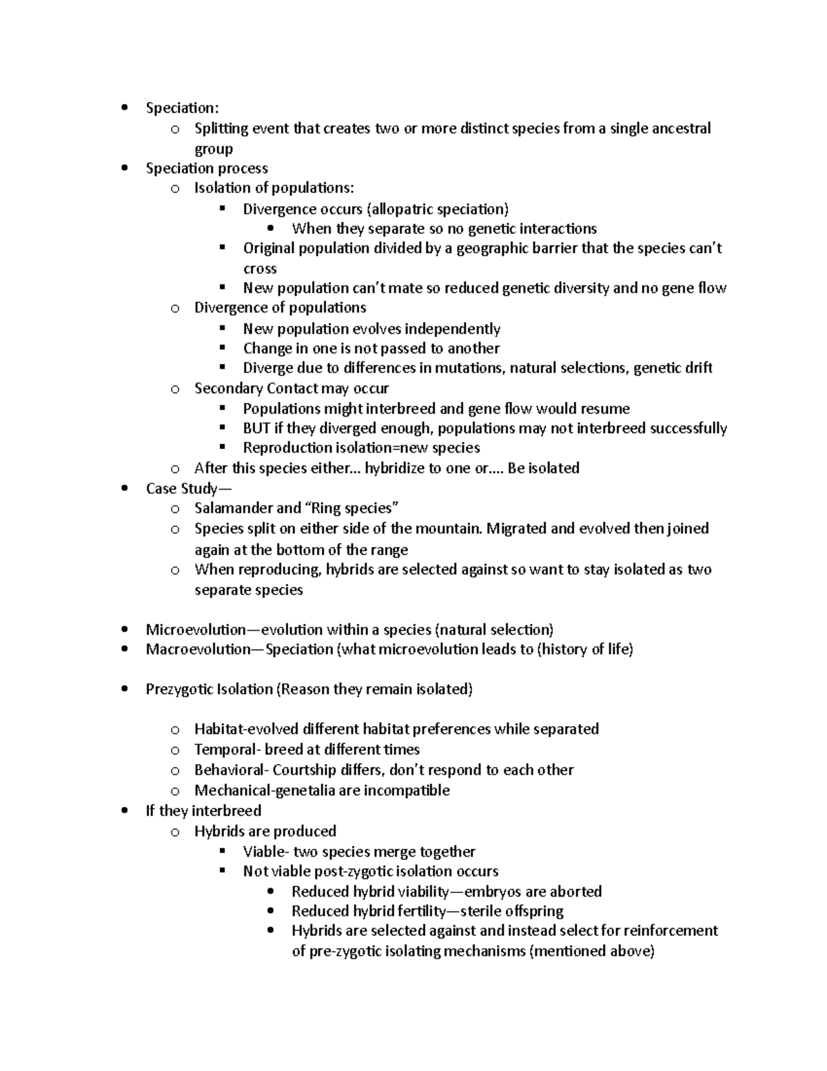 Ecology Exam 3 Study Guide: Speciation and Evolution Concepts - Studocu