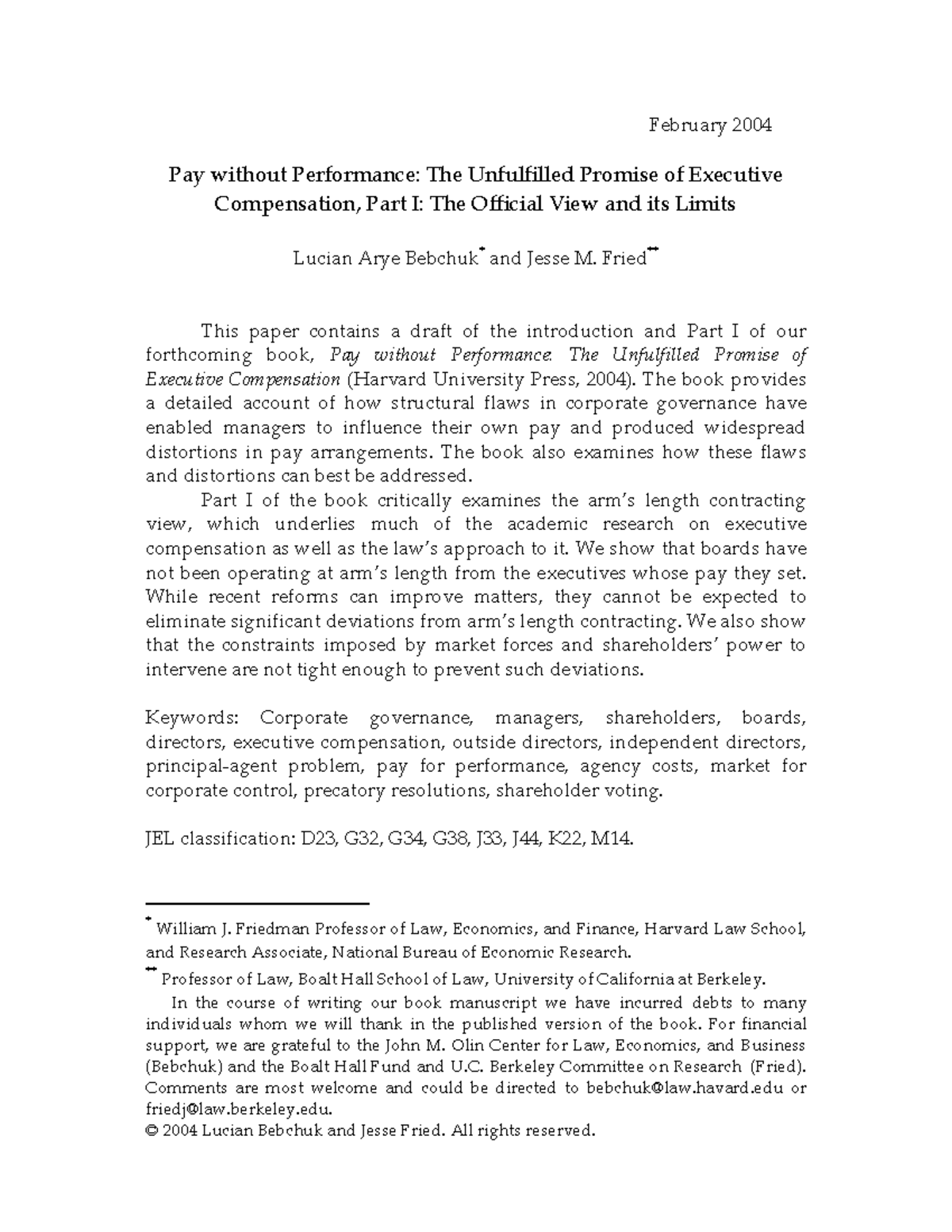 Pay without Performance: Executive Compensation Analysis (Part I) - Studocu