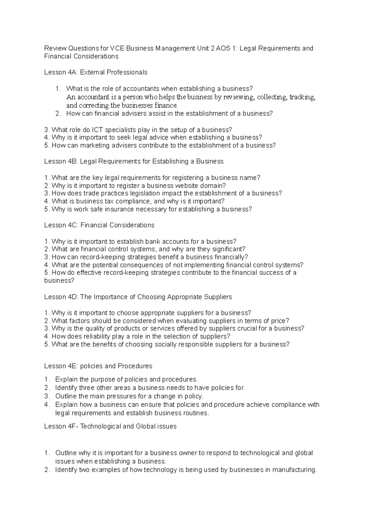 VCE Business Management Command Terms Guide PDF - Studocu