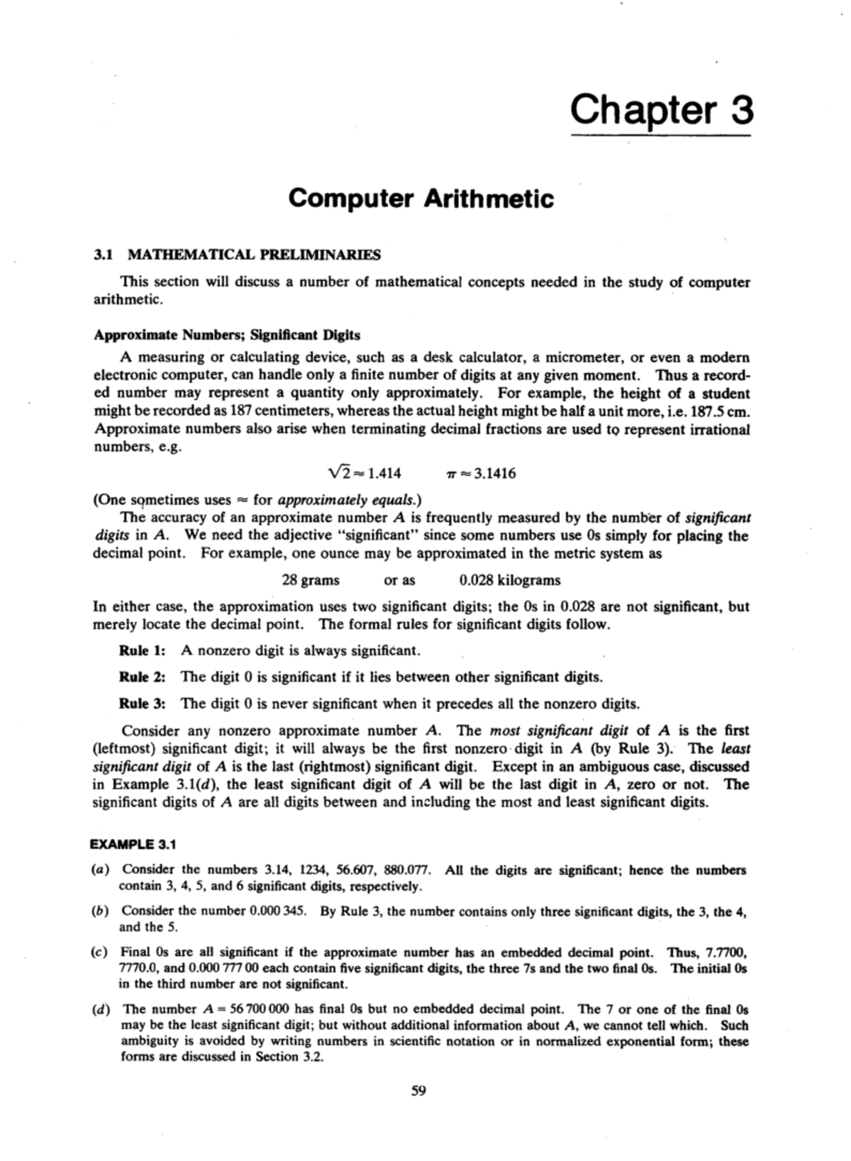 Chapter 3 - Computer Arithmetic: Mathematical Preliminaries and ...