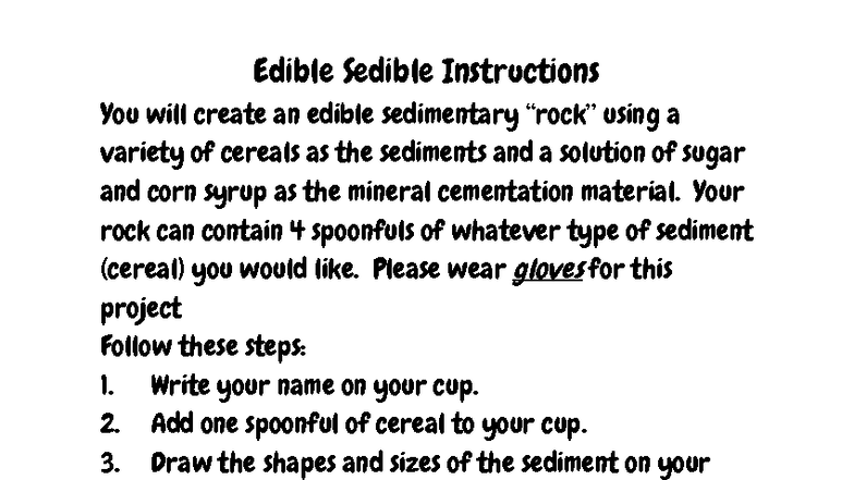 Edible Sedimentary Rock Project Instructions - 1 - Studocu
