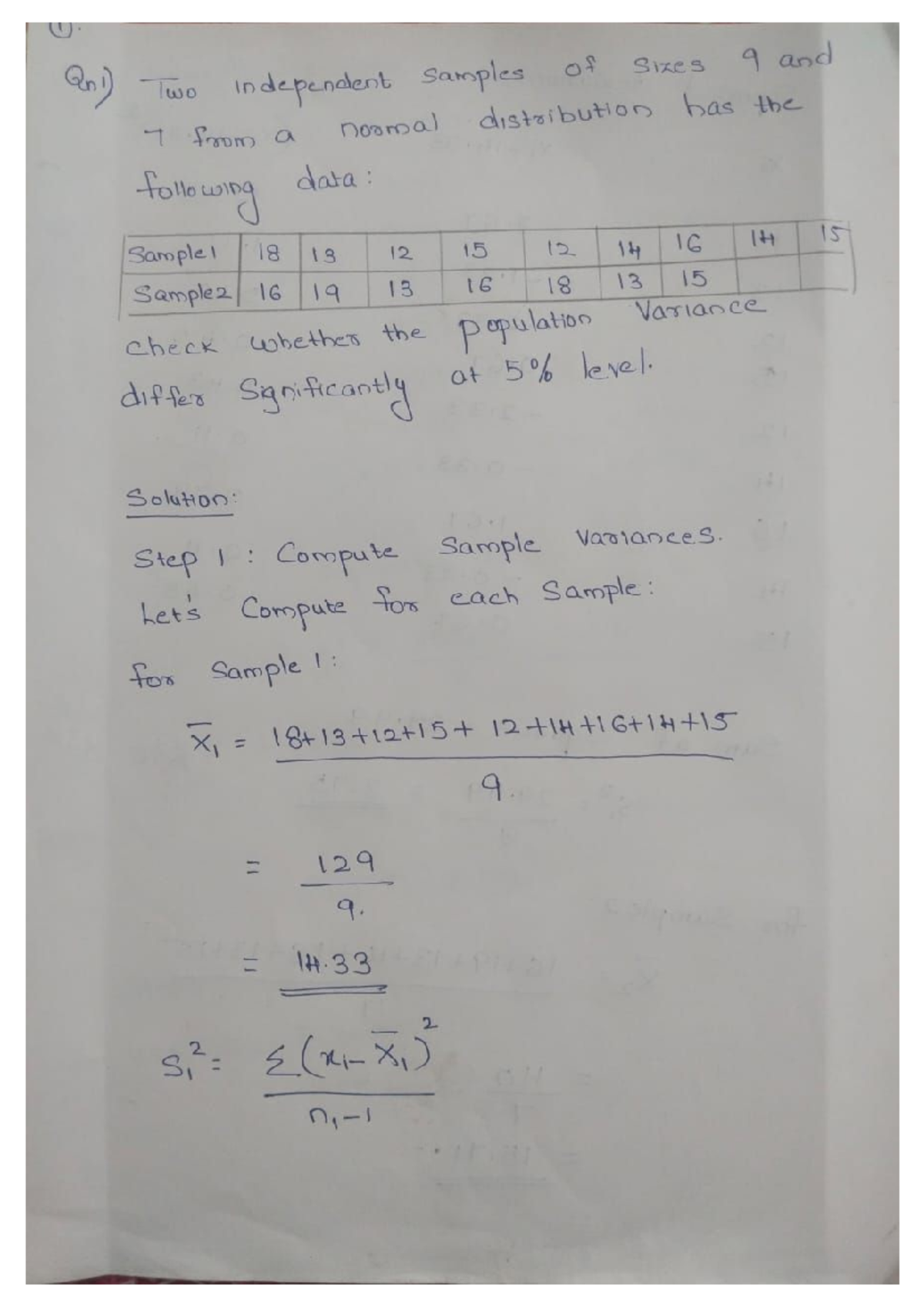 Statistical Analysis of Variance and Correlation: Assignment Notes ...