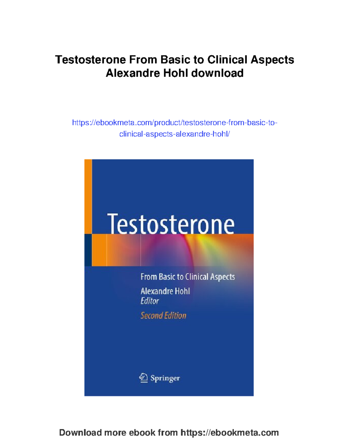 Testosterone: From Basic to Clinical Aspects - A Comprehensive Overview ...