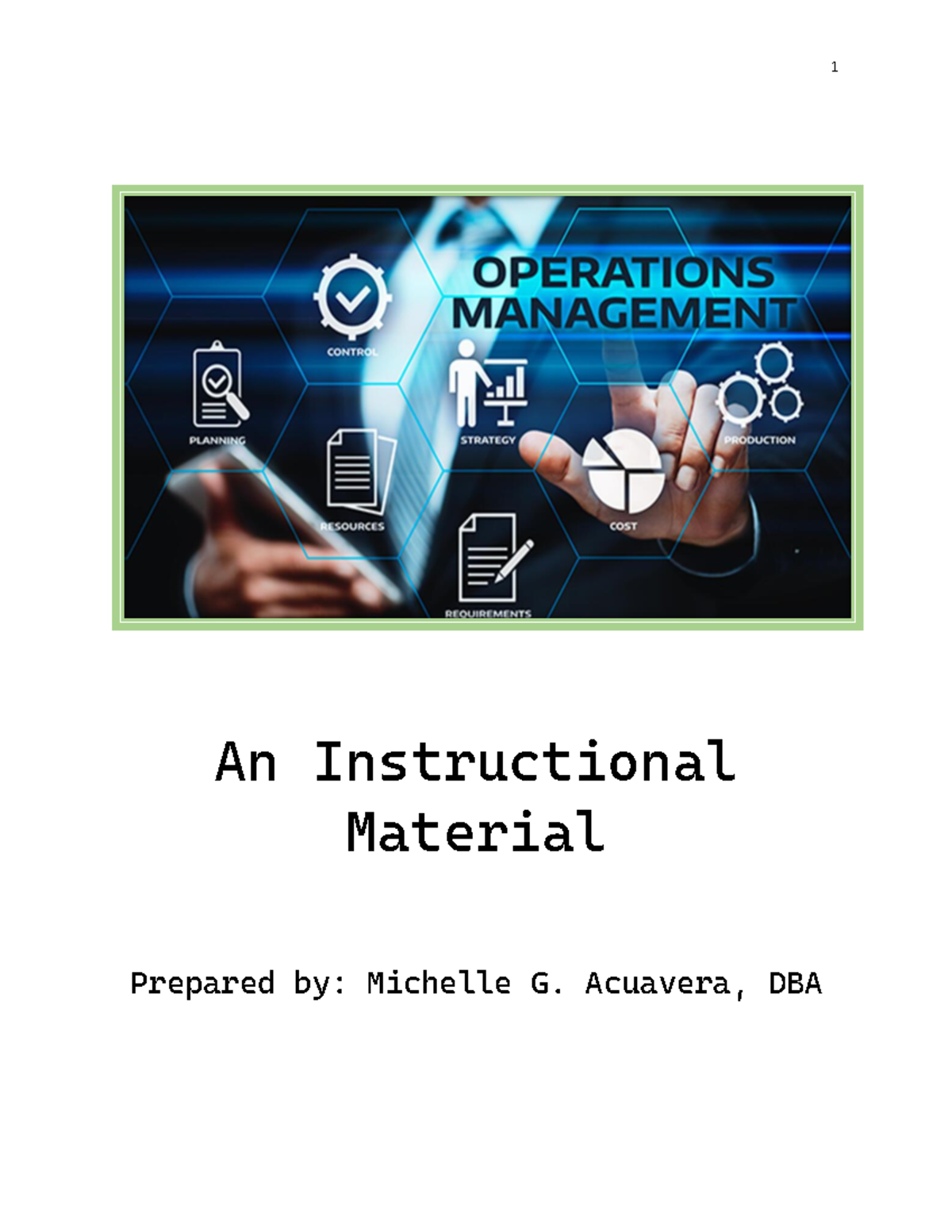 Introduction TO Operations Management - An Instructional Material ...