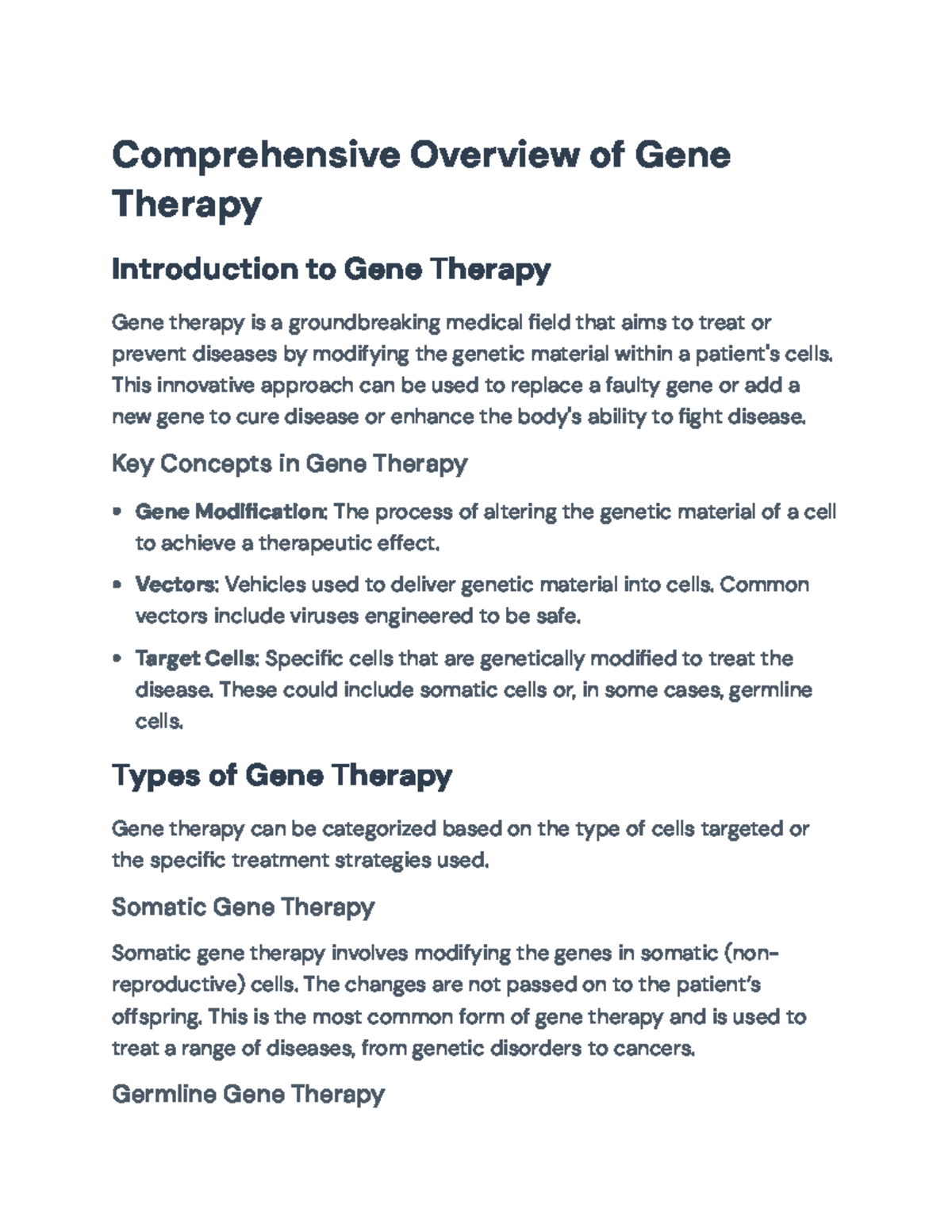 Comprehensive Overview of Gene Therapy: Techniques and Applications ...