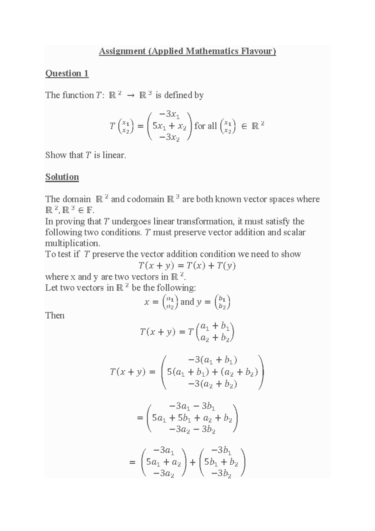 Full Marks Solutions for MATH 1231: Applied Mathematics Assignment ...