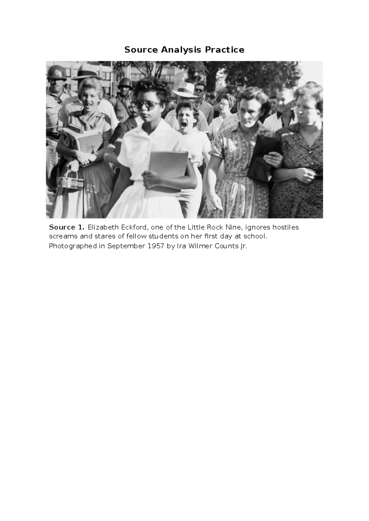 Yr 11 History Little Rock Nine Source Analysis & Impact on Civil Rights ...