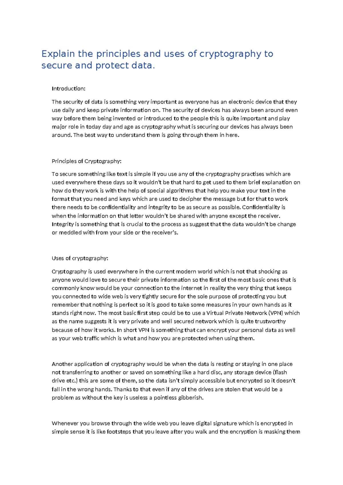 Unit 7 Assignment: Principles & Uses of Cryptography in Cybersecurity ...