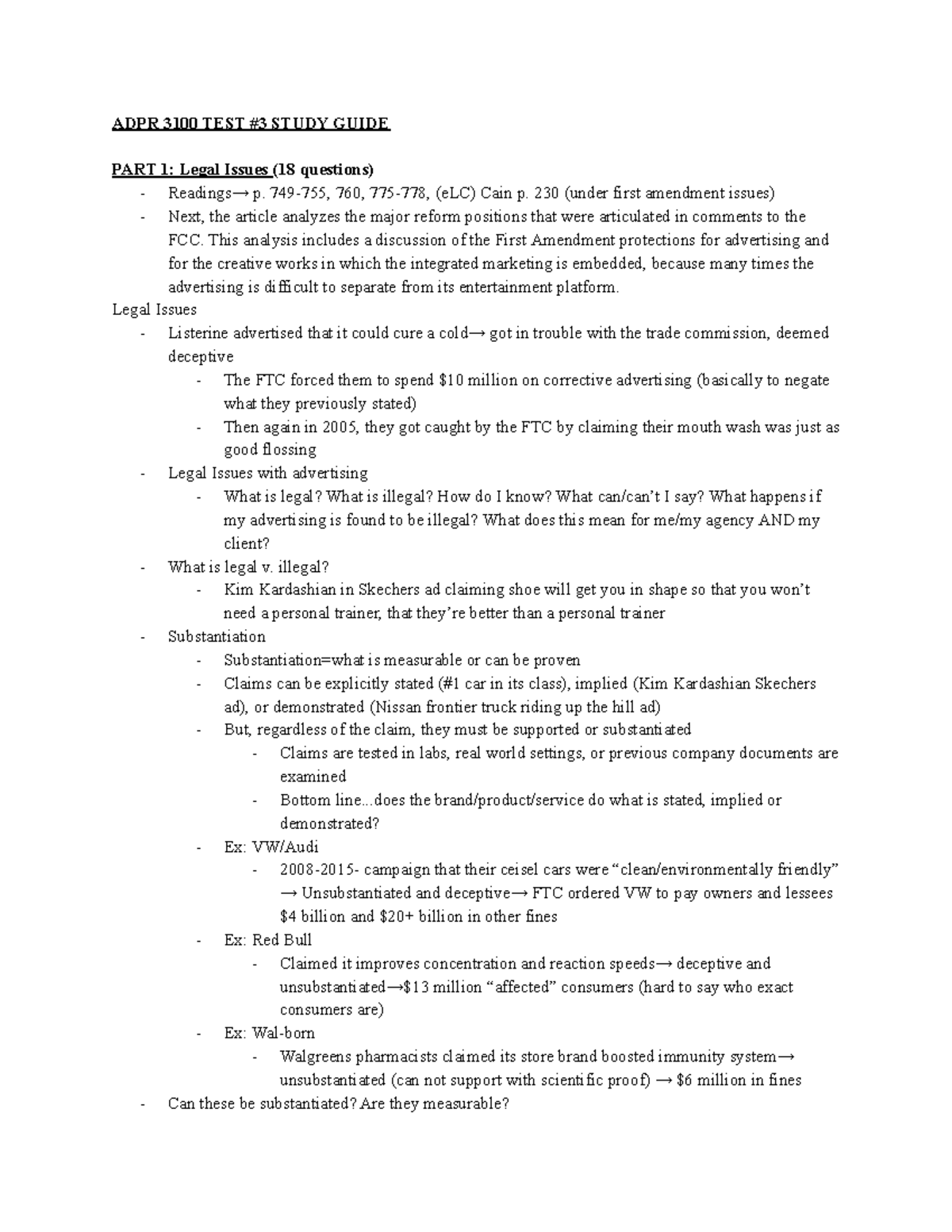 ADPR 3100 Test #3 Study Guide: Legal Issues & Corporate Responsibility ...