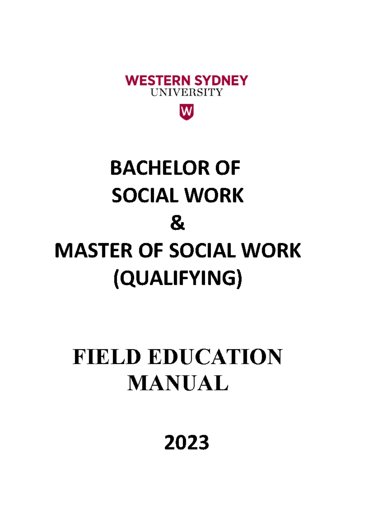 2023 Field Ed Manual for BSW & MSW(Q) Programs at WSU - Studocu