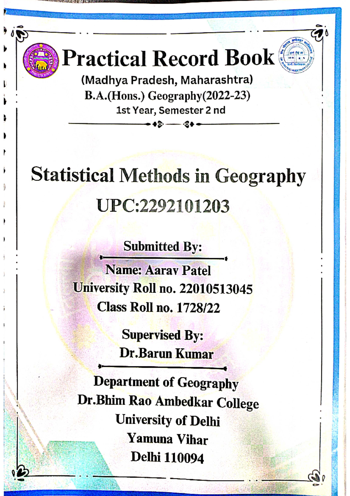 Statistics 2 semester practical file - Human Geography - Studocu