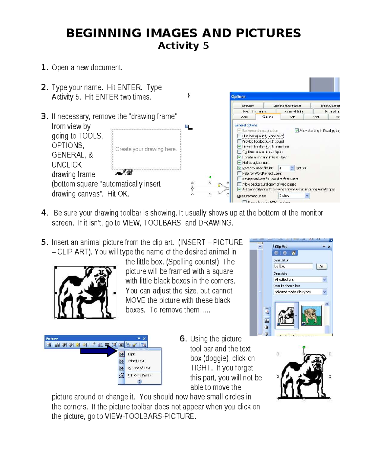 Activity 5 - Beginning Images and Pictures Instructions - Studocu