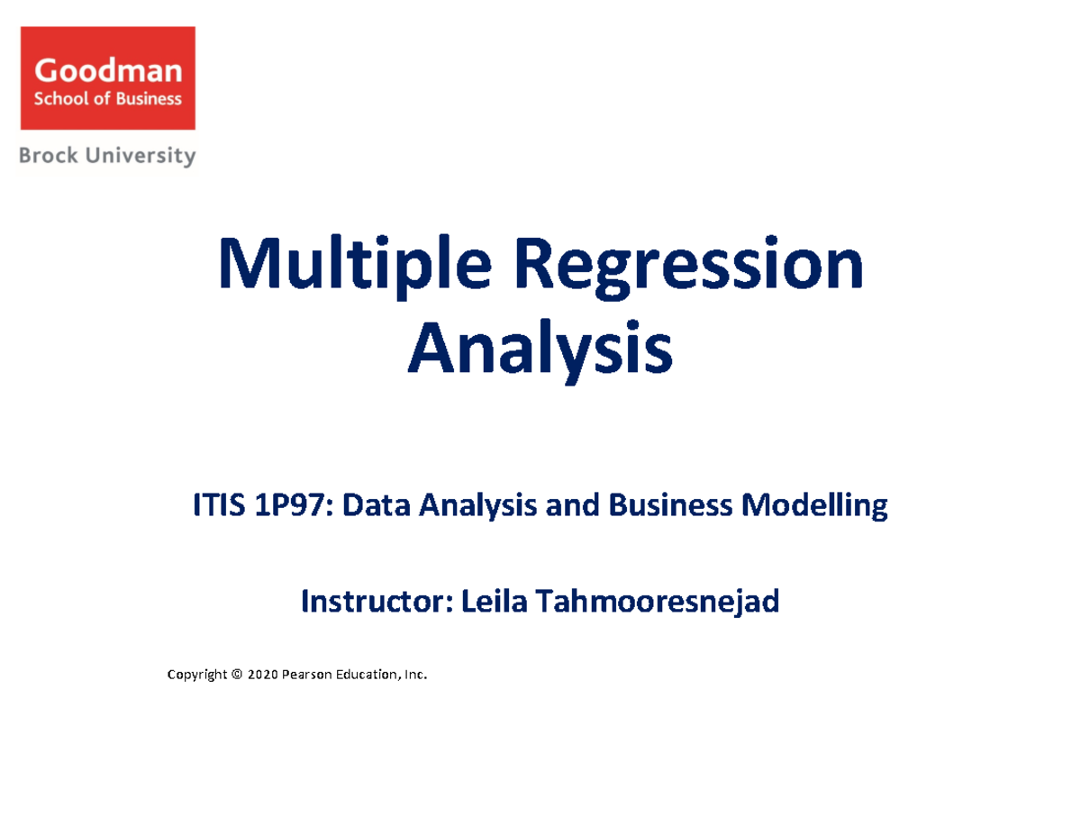 005 Lecture 5 - Multiple Regression Analysis - Copy - Multiple ...