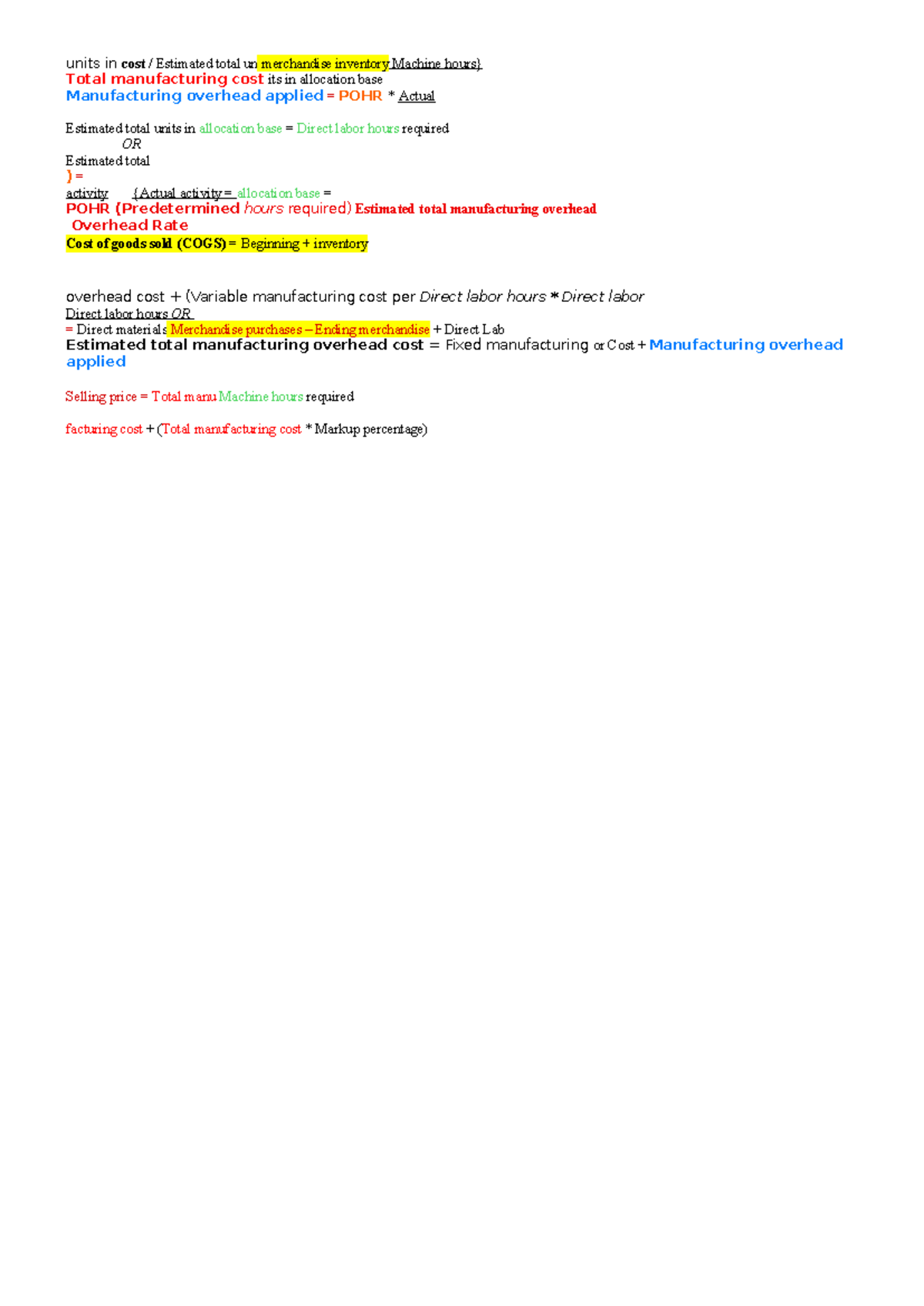 Midterm 2 - Cost Estimation and Manufacturing Overhead Analysis - Studocu