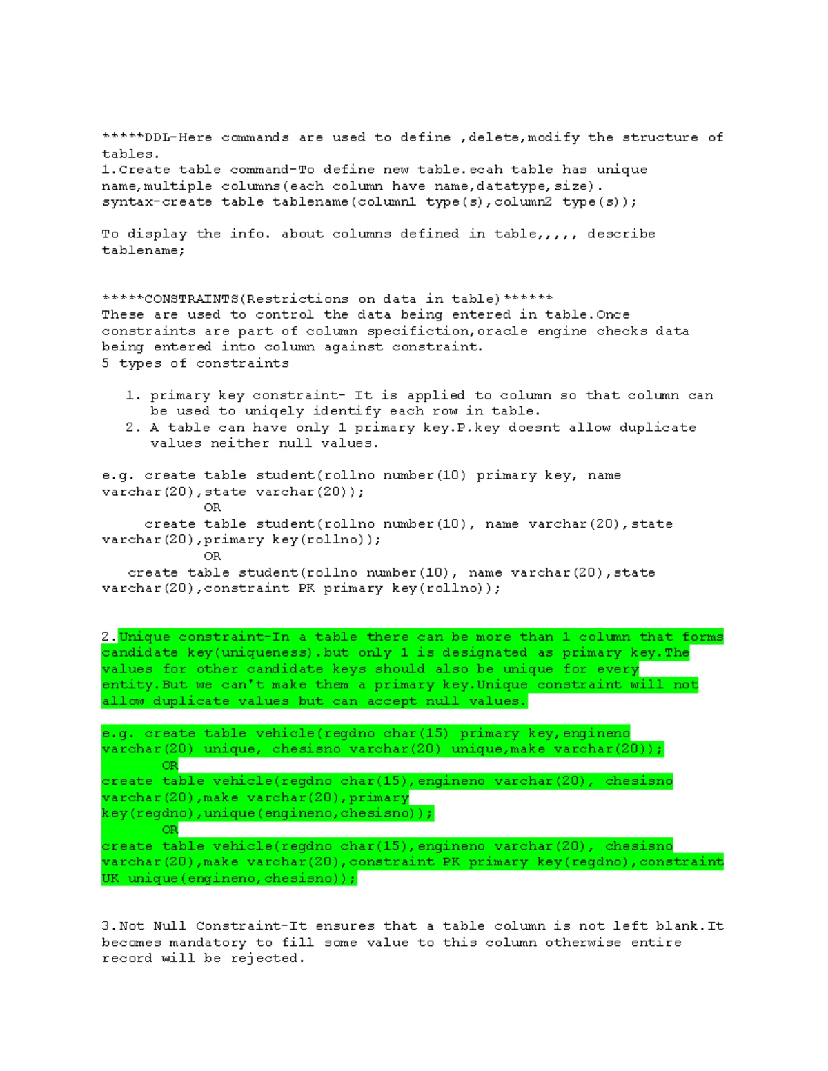 Creating Tables in SQL: Using CREATE TABLE AS Statement - Studocu