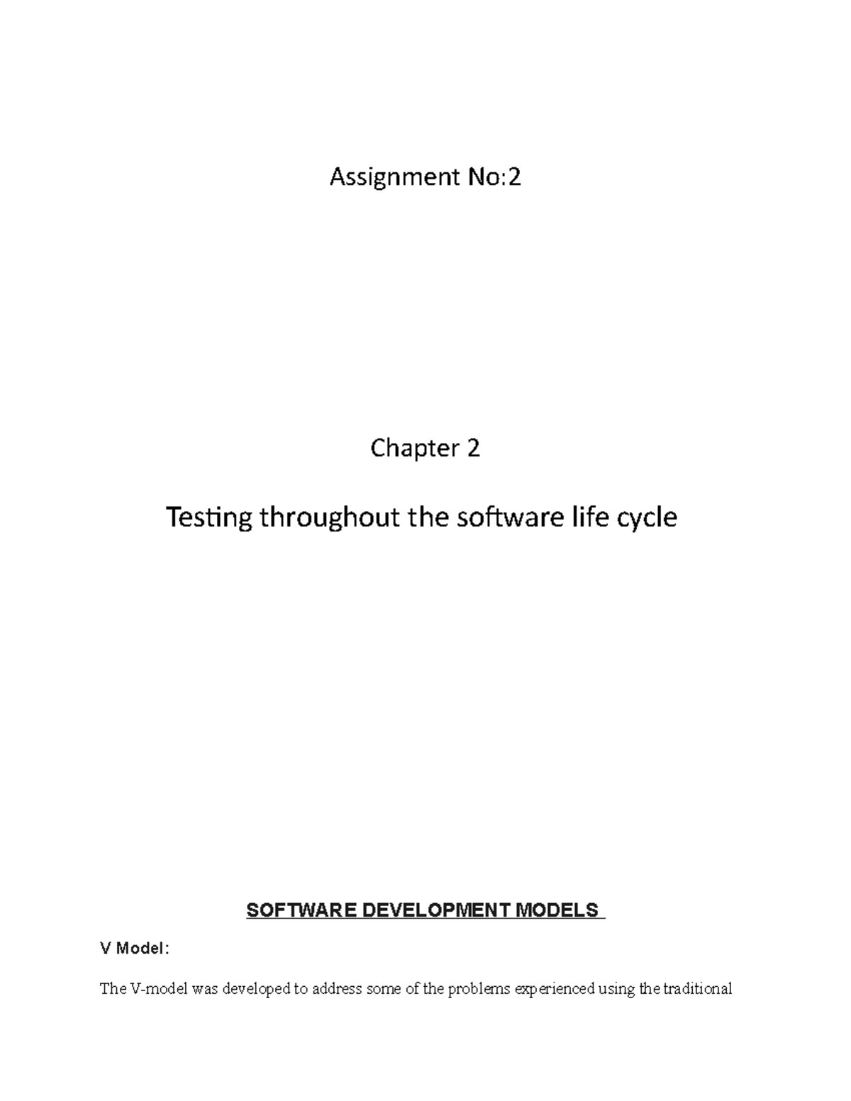 Assignment No 2 - Tutorial - Assignment No:2 Chapter 2 Testing ...