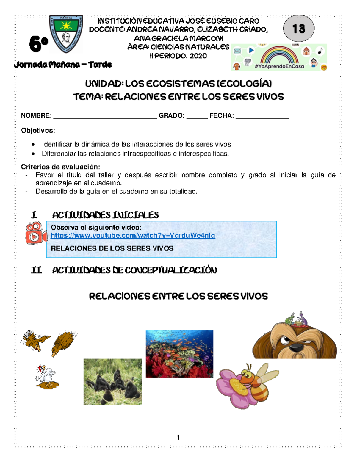 Relaciones entre Seres Vivos - Taller de Ciencias Naturales II - Document Preview