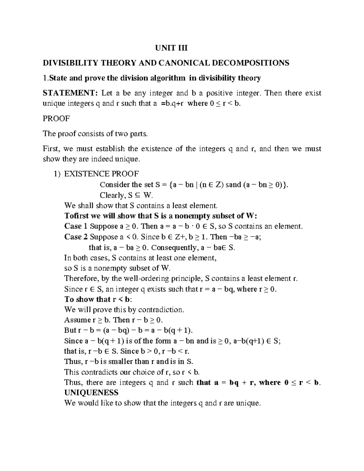 ANT - Unit Divisibility Theory and Canonical Decompositions Notes - Studocu
