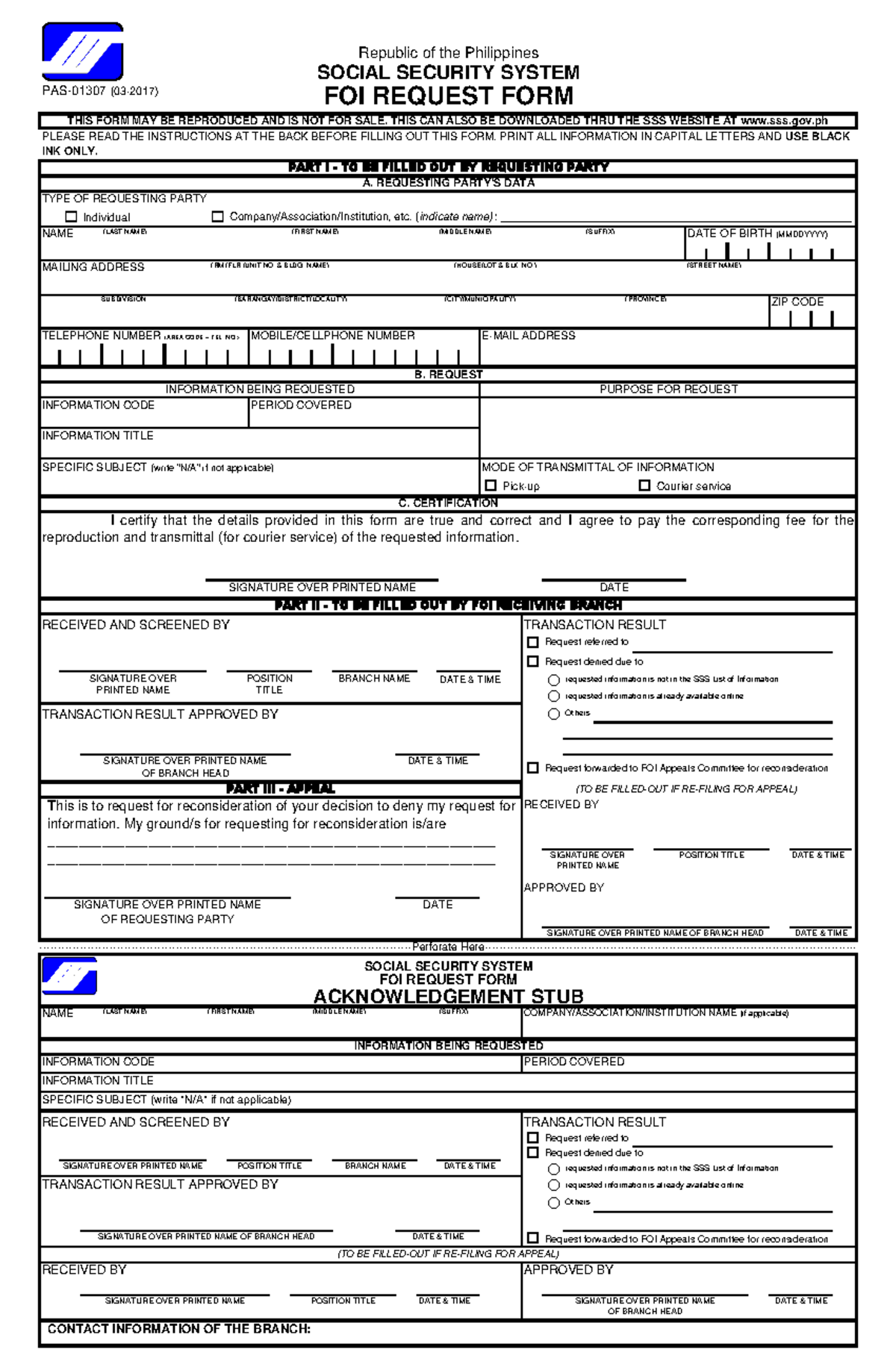 FOI Request Form - Lexture - TYPE OF REQUESTING PARTY o Individual o ...