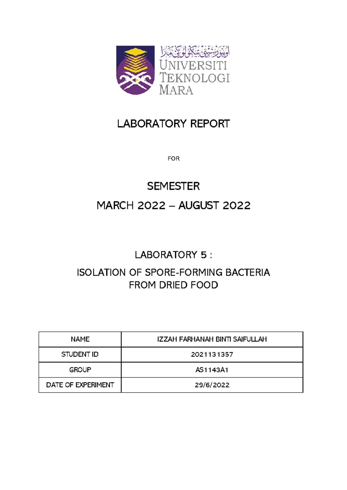 Lab manual mic260 - Food Microbiology - T - Studocu