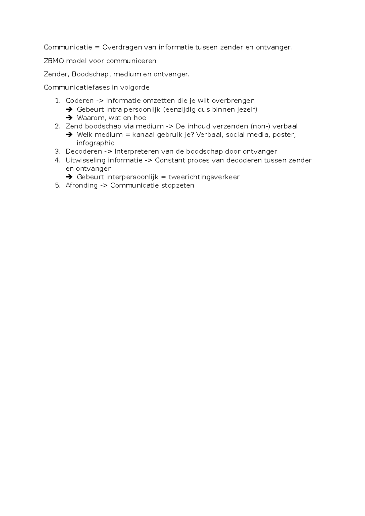 Aantekeningen - Communicatie = Overdragen van informatie tussen zender ...