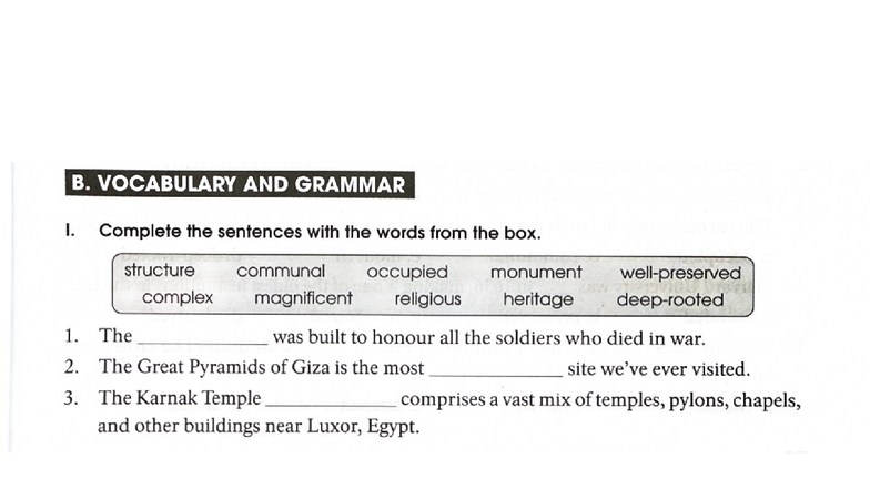 Unit 4: Vocabulary & Grammar Exercises for English 9 - Studocu