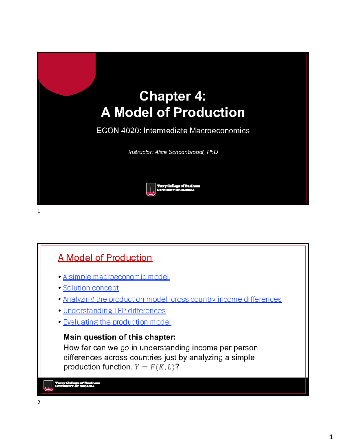 Chapter 4: Analyzing the Production Model in ECON 4020 - Studocu