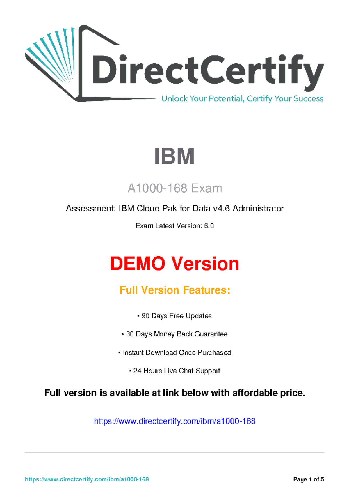 A1000-168 IBM Cloud Pak for Data v4.6 Admin Exam Q&A Guide - Studocu