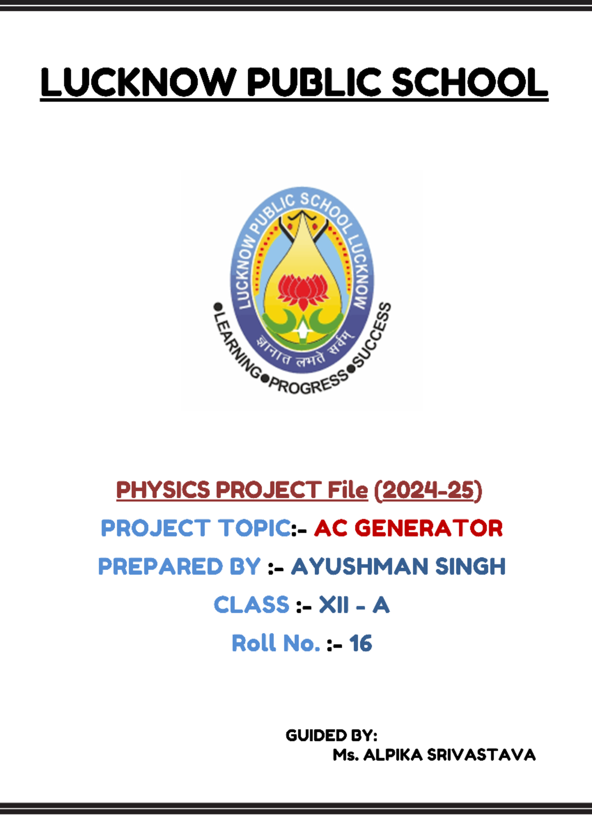 Physics Project - LUCKNOW PUBLIC SCHOOL UBLIC SCHOOL train PHYSICS ...