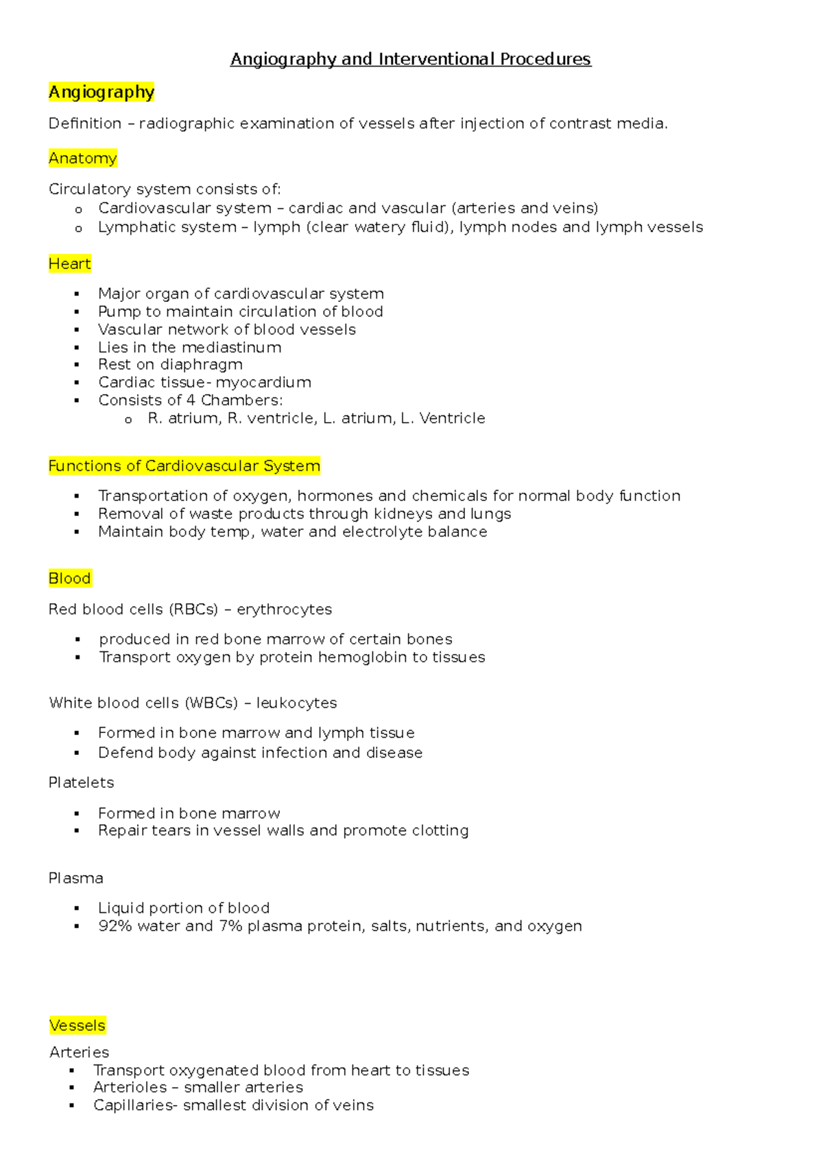 IR: Angiography and Interventional Procedures Notes - Studocu