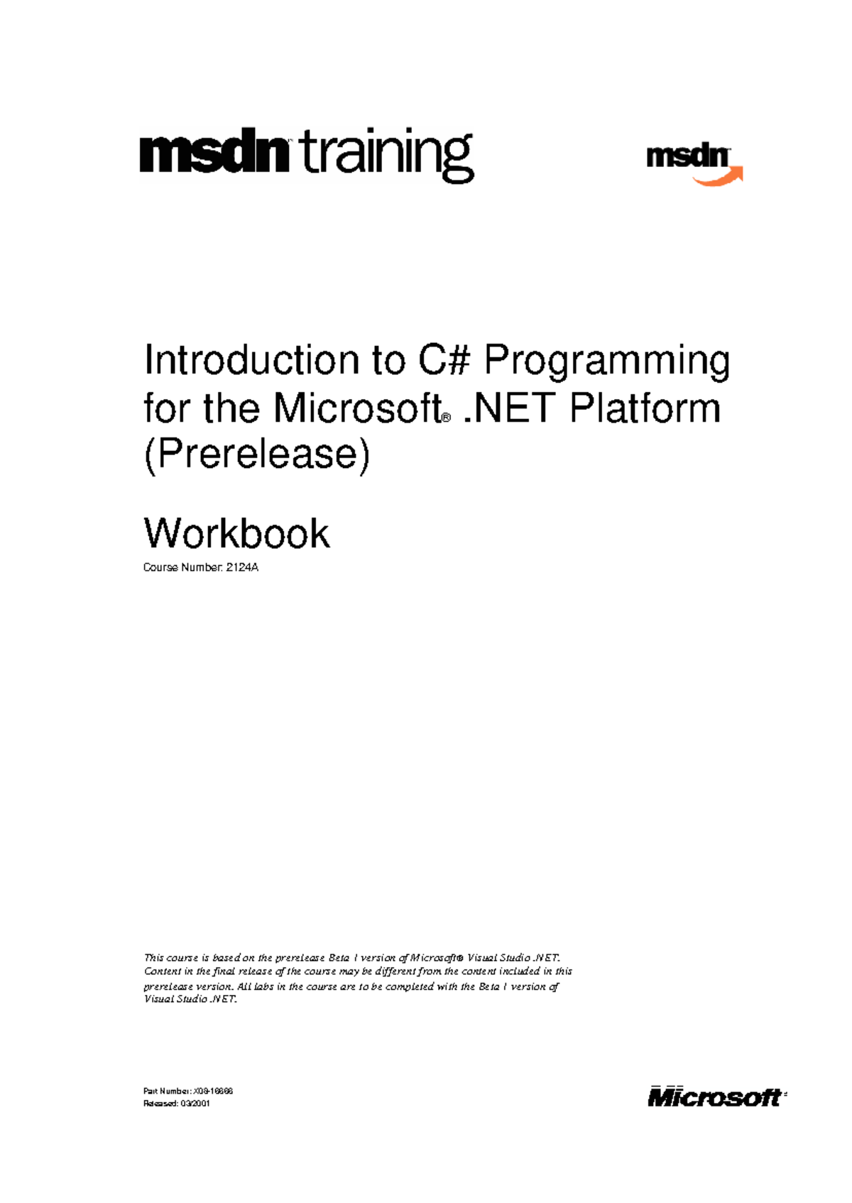 CSharp Introduction to C# Programming for the Microsoft.NET Platform ...