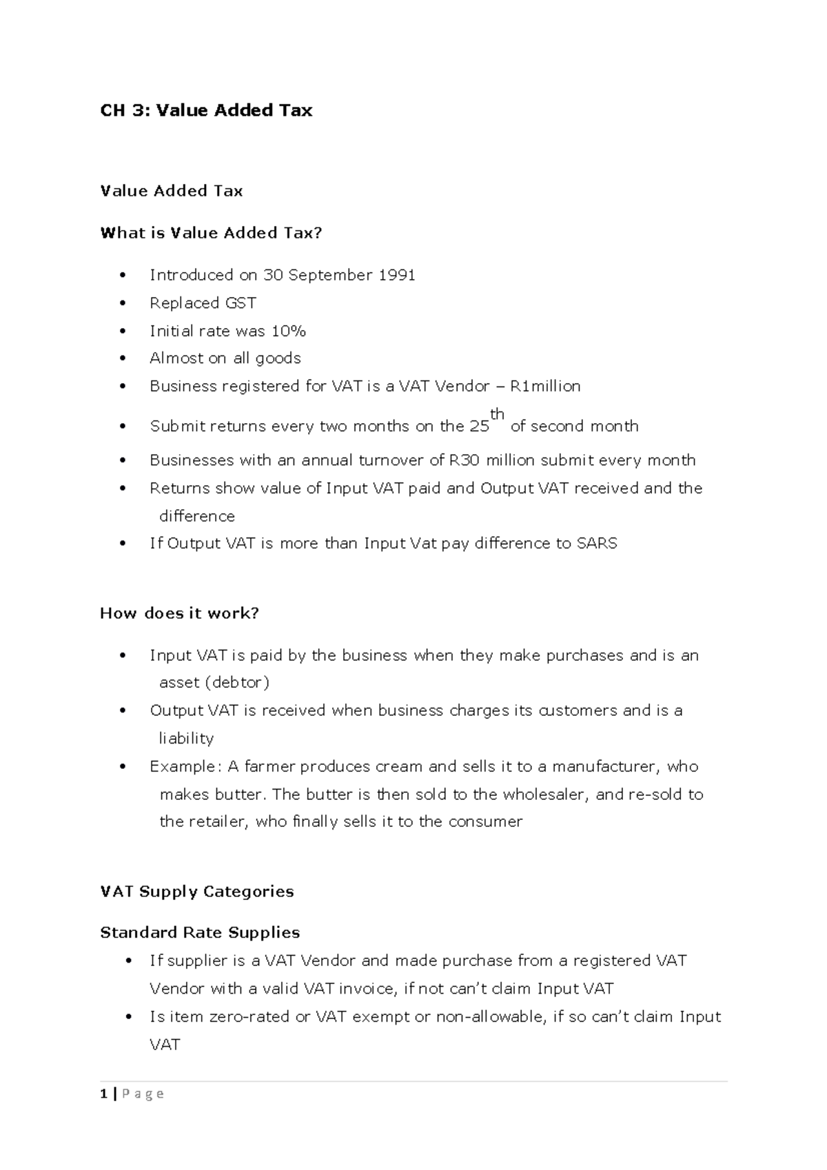 VAT Overview and Key Concepts - Chapter 3 Summary - Studocu