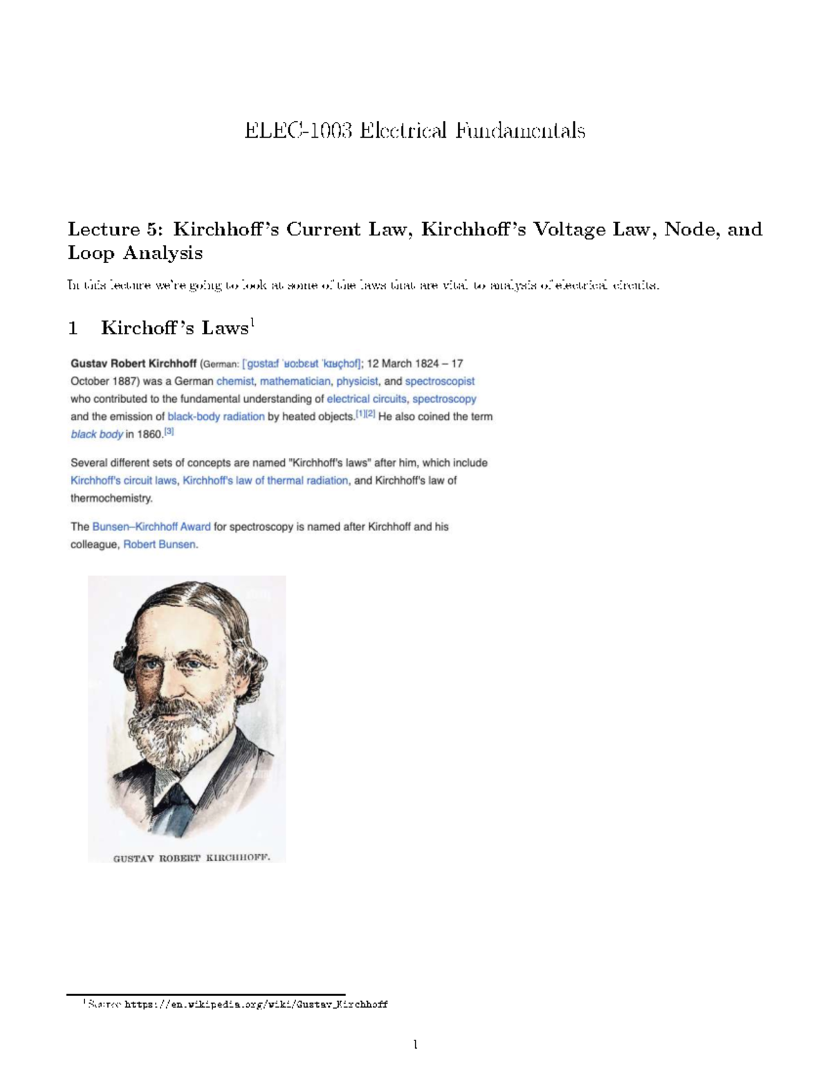 ELEC1003 Lecture 5: Kirchhoff Laws & Circuit Analysis Techniques - Studocu
