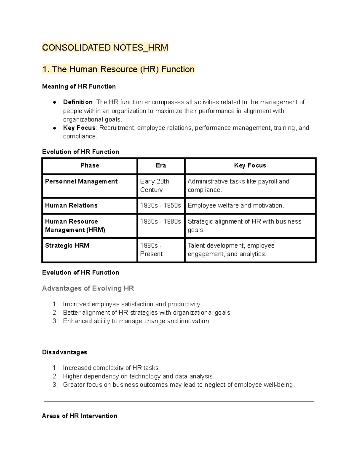HRM Consolidated Notes: Trends, Challenges & Strategies for Success ...