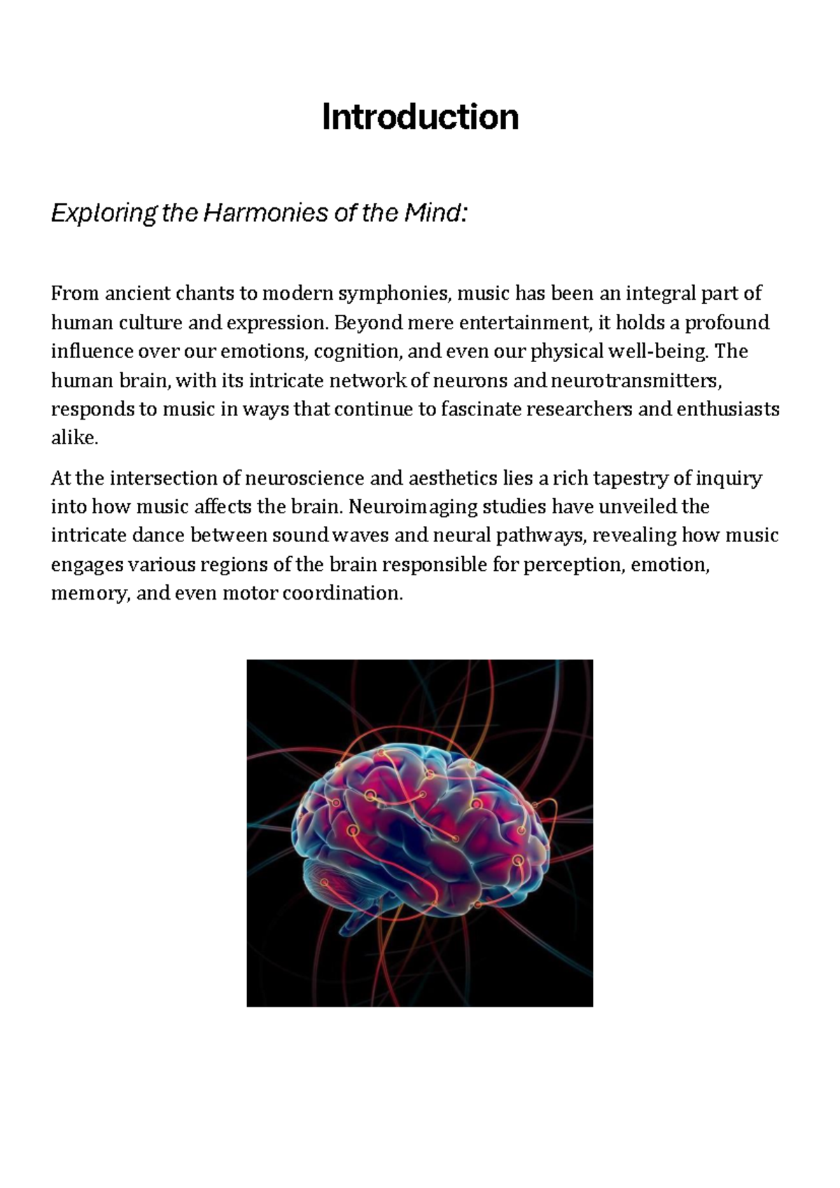 Bio Project: Unraveling the Impact of Music on the Human Brain - Studocu