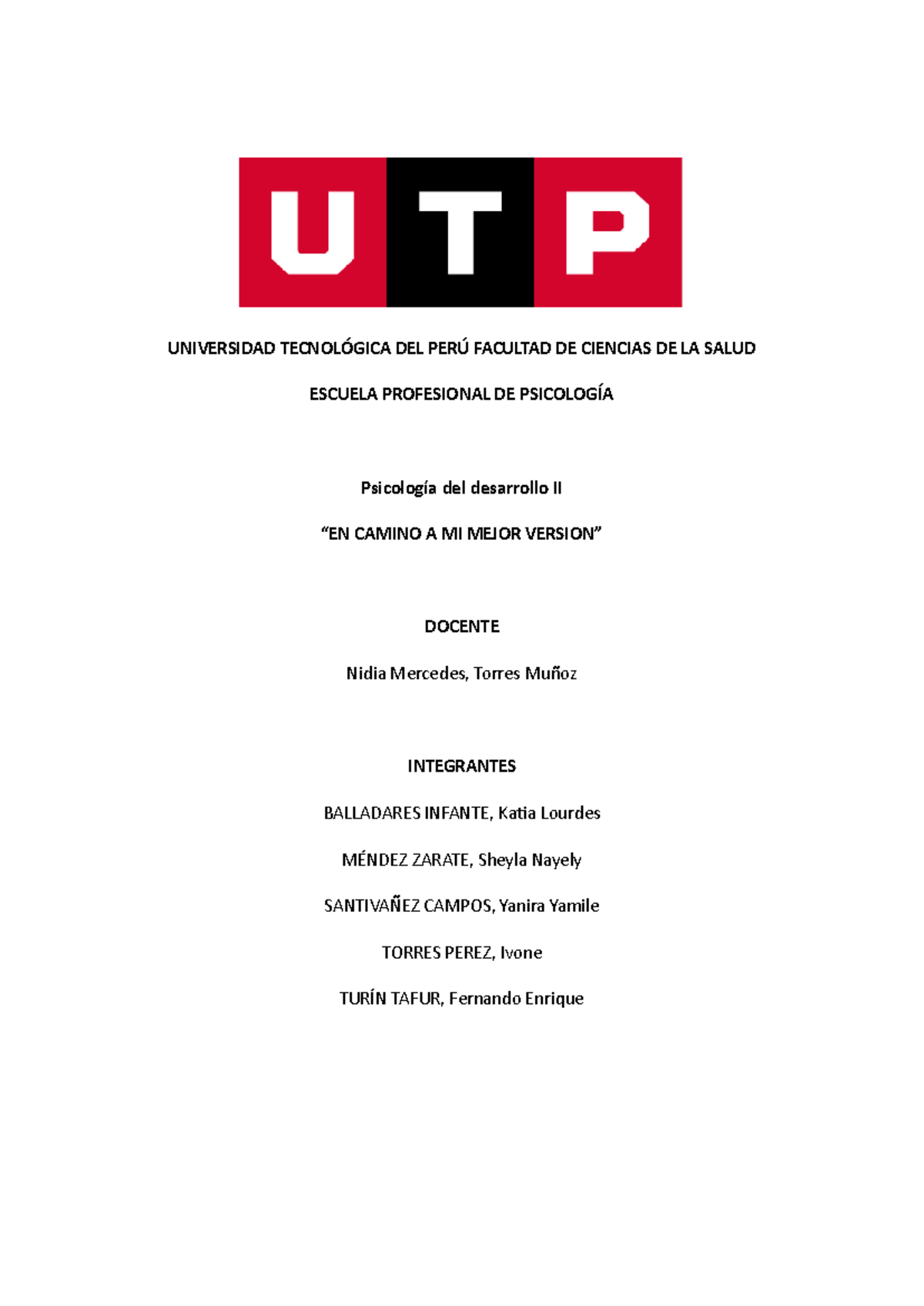 Avance de Portafolio 1: Taller de Psicología del Desarrollo II - Document Preview