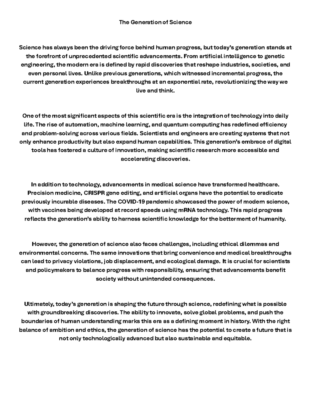 Generation OF Science - Not3s - The Generation of Science Science has ...