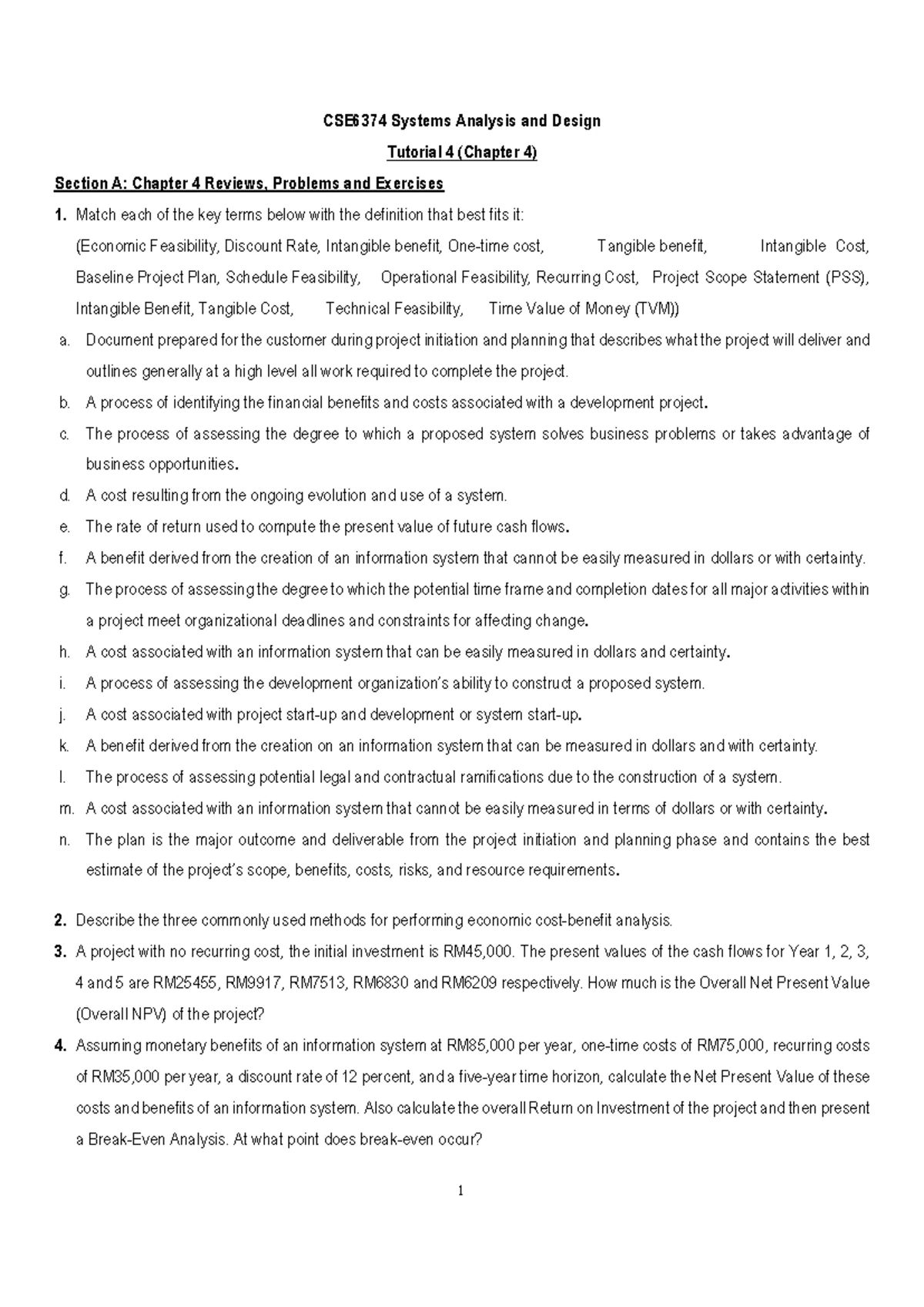 CSE6374 Systems analysis and design tutorial 3: Chapter 3 review and ...